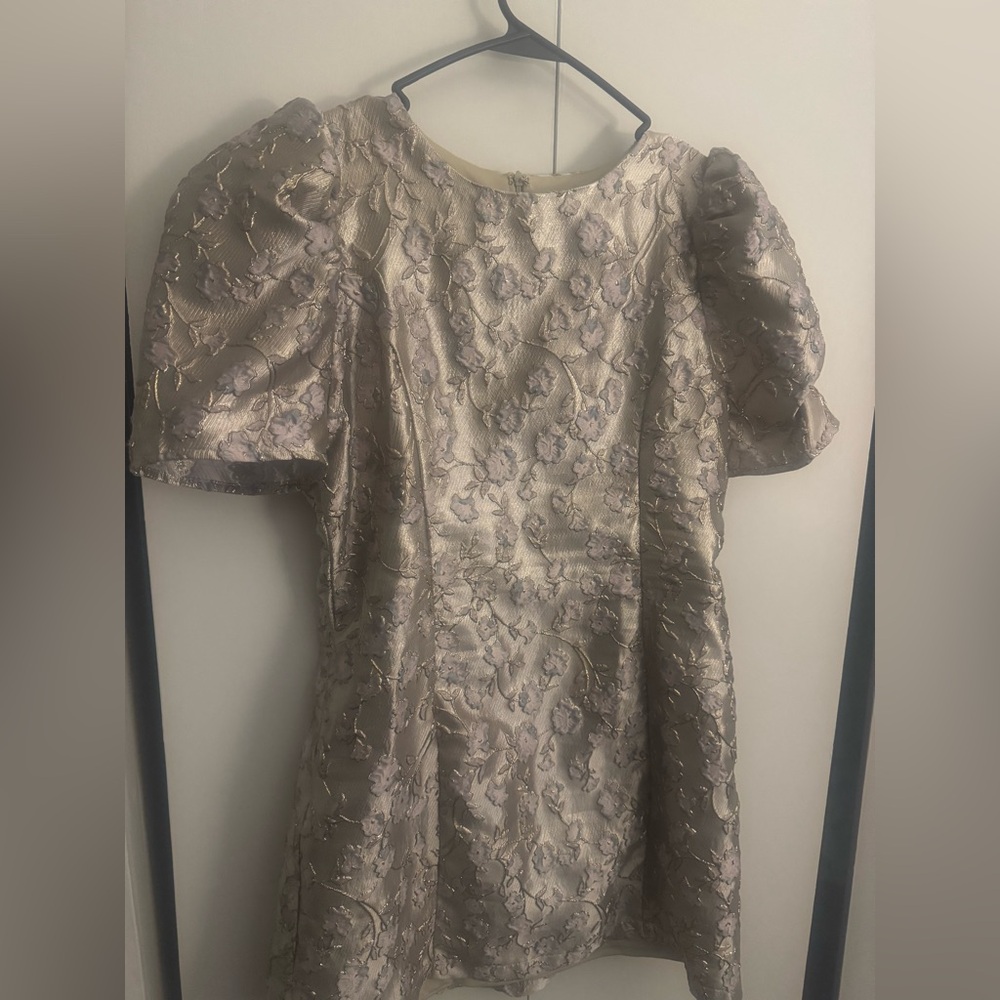 TCEC Elegant Floral Dress in Gold and Lavender